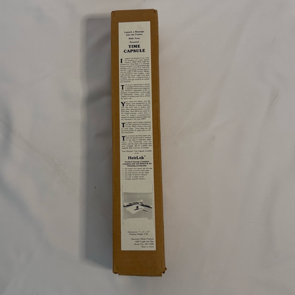 Unusual Vintage Heirlok Time Capsule NIB